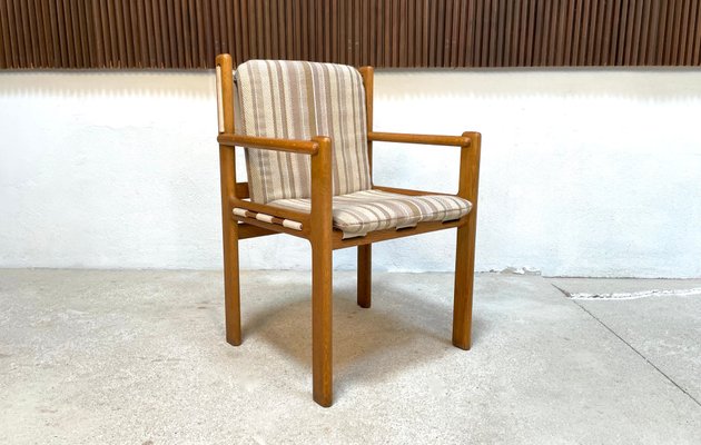 Wool & Oak Brutalist Armchair, Scandinavia, 1960s-JP-1362330