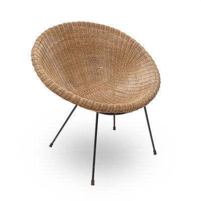 Woven Rattan Armchair, 1950s-EZ-1812664