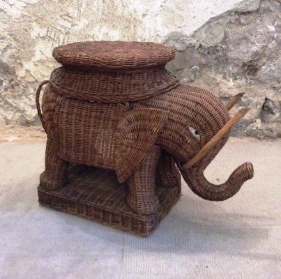 Woven Wicker Elephant Pedestal, 1960s-MCB-1432099