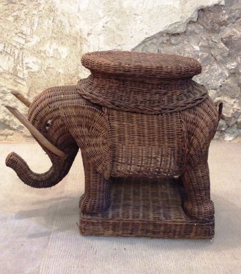 Woven Wicker Elephant Pedestal, 1960s-MCB-1432099