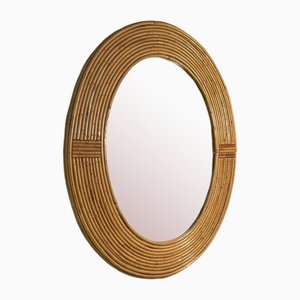 Woven Wicker Wall Mirror attributed to Adrien Audoux & Frida Minet, France, 1950s-NLF-1719231