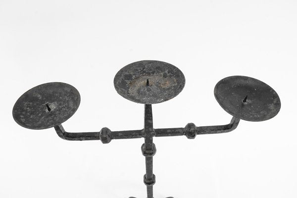 Wrought Brutalist Candleholders, France, 1930s, Set of 2-KQB-1426470