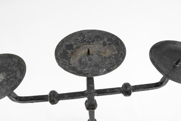 Wrought Brutalist Candleholders, France, 1930s, Set of 2-KQB-1426470