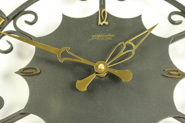 Wrought Iron and Brass Electric Wall Clock from Atlanta, 1960s-FUP-664191