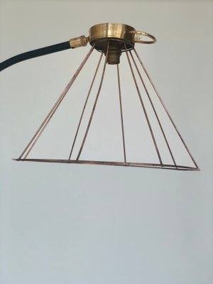 Wrought Iron and Brass Floor Lamp with Magazine Holder, 1960s-SSK-671862