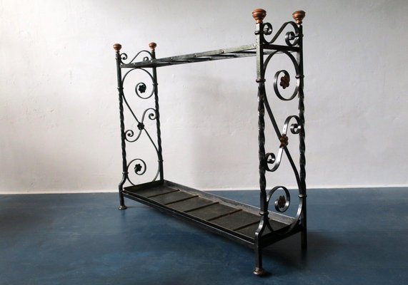 Wrought Iron and Brass Umbrella Stand, 1890s-ED-1719154