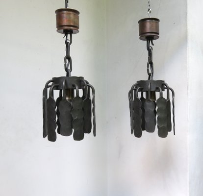 Wrought Iron and Copper Ceiling Lights, 1970s, Set of 2-EY-1010470