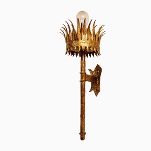 Wrought Iron and Gold leaf Wall Sconce, Spain, 1950s-RGF-1719537