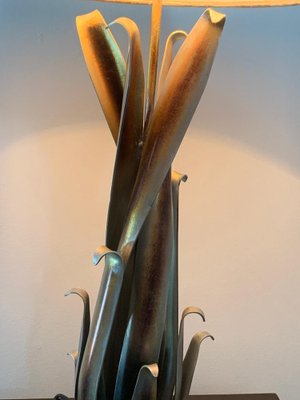 Wrought iron and gold leatherette console lamp, 1980s-IJR-1778406