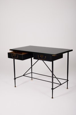 Wrought Iron and Leather Desk by Jacques Adnet-QAC-2034726