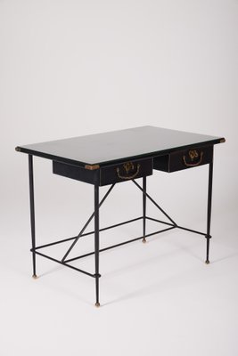 Wrought Iron and Leather Desk by Jacques Adnet-QAC-2034726