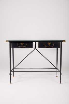 Wrought Iron and Leather Desk by Jacques Adnet-QAC-2034726