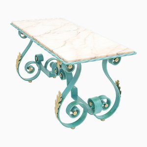 Wrought Iron and Marble Coffee Table, 1950s-JCN-1723344