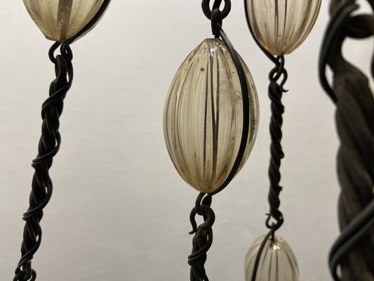 Wrought Iron and Murano Glass Chandelier, 1940s-JJC-1790392