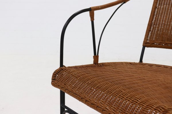 Wrought Iron and Rattan Side Chair, 1970s-VV-2019770