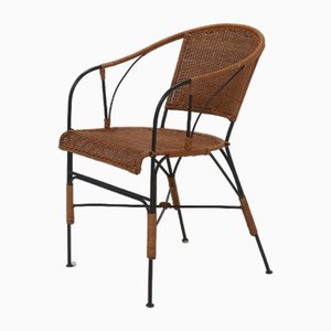 Wrought Iron and Rattan Side Chair, 1970s-VV-2019770