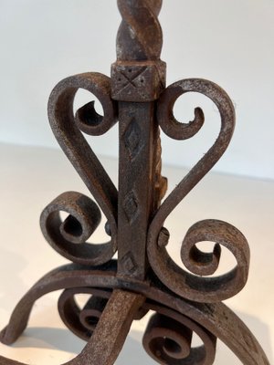 Wrought Iron Andirons, 1890s, Set of 2-BA-1769316