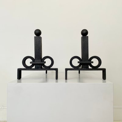 Wrought Iron Andirons by Edgar-William Brandt, France, 1930s, Set of 2-EW-2023661