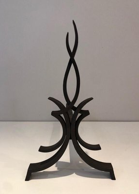 Wrought Iron Andirons by Raymond Subes, France, 1940s, Set of 2-BA-873989