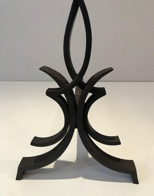 Wrought Iron Andirons by Raymond Subes, France, 1940s, Set of 2-BA-873989