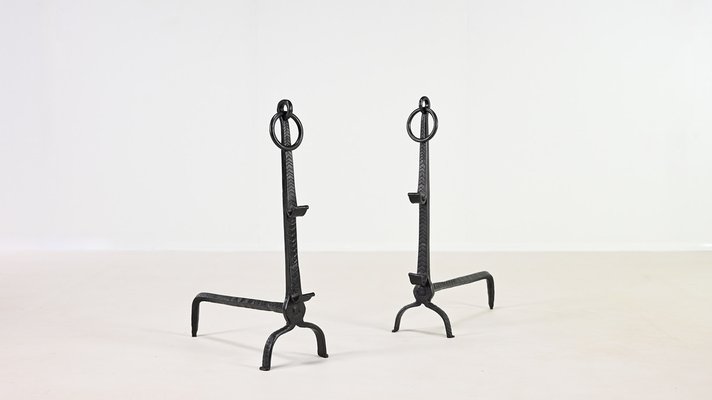 Wrought Iron Andirons, France, 18th Century, Set of 2-ERF-2040544