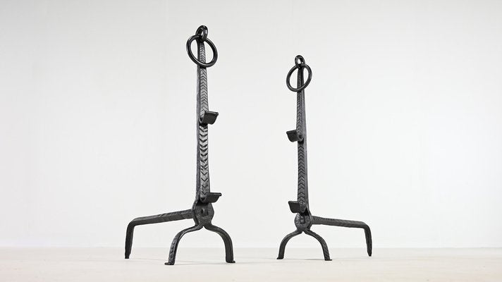 Wrought Iron Andirons, France, 18th Century, Set of 2-ERF-2040544