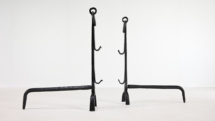 Wrought Iron Andirons, France, 18th Century, Set of 2-ERF-2040544