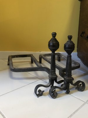 Wrought Iron Andirons, Set of 2-TEP-1234665