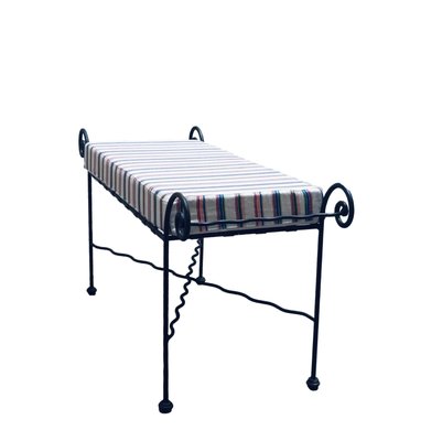 Wrought Iron Bench with Cushion, Italy, 1960s-YUW-2028586