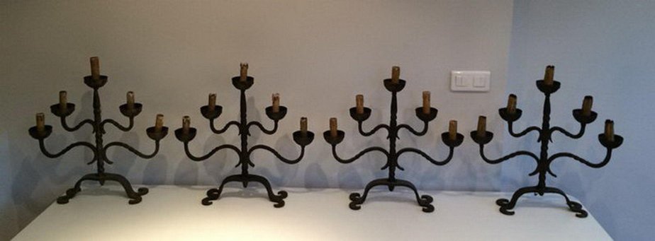 Wrought Iron Candelabras, Set of 4-BA-1365625