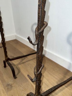 Wrought Iron Candle Stands, 1700s, Set of 2-BA-1776477