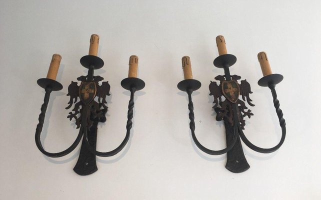 Wrought Iron Candleholder Sconces, Set of 2-BA-1365582