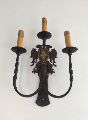 Wrought Iron Candleholder Sconces, Set of 2-BA-1365582