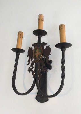 Wrought Iron Candleholder Sconces, Set of 2-BA-1365582