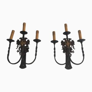 Wrought Iron Candleholder Sconces, Set of 2-BA-1365582