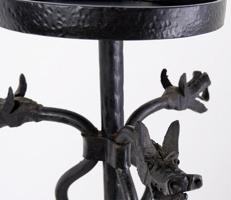 Wrought Iron Candleholder with Dragon Decoration-NYF-2019204