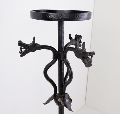 Wrought Iron Candleholder with Dragon Decoration-NYF-2019204