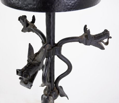 Wrought Iron Candleholder with Dragon Decoration-NYF-2019204