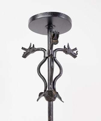 Wrought Iron Candleholder with Dragon Decoration-NYF-2019204