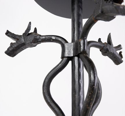 Wrought Iron Candleholder with Dragon Decoration-NYF-2019204