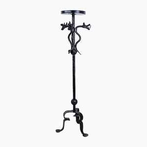 Wrought Iron Candlestick with Dragon Decoration, 1950s-JG-1775428