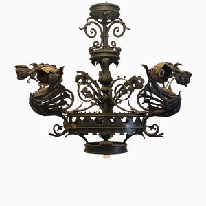 Wrought Iron Chandelier, 1940s-NPC-1325162