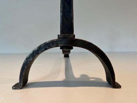 Wrought Iron Chenets in the style of Jacques Adnet, 1950s, Set of 2-BA-1786672