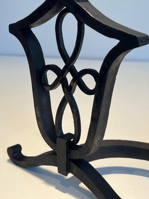 Wrought Iron Chenets in the style of Raymond Subes, 1940s, Set of 2-BA-1481506