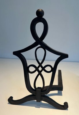 Wrought Iron Chenets in the style of Raymond Subes, 1940s, Set of 2-BA-1481506