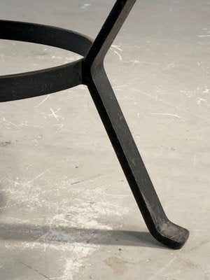 Wrought Iron Coffee Table in Lava Stone in the style of Jean and Robert Cloutier, France, 1950s-NLF-1719352