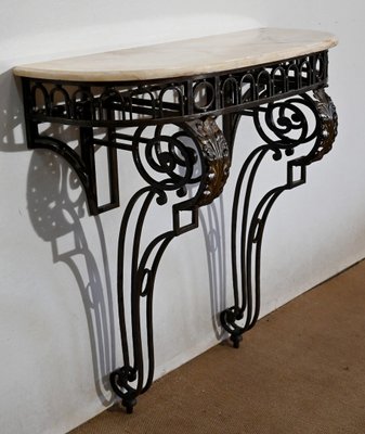 Wrought Iron Console Table, 1930s-RVK-1407445