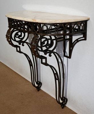 Wrought Iron Console Table, 1930s-RVK-1407445