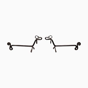 Wrought Iron Dachshund Andirons, Set of 2-FGA-923517