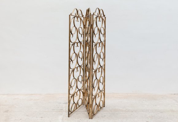 Wrought Iron Decorative Gilt Folding Screen, Italy, 1950s-KL-1113733